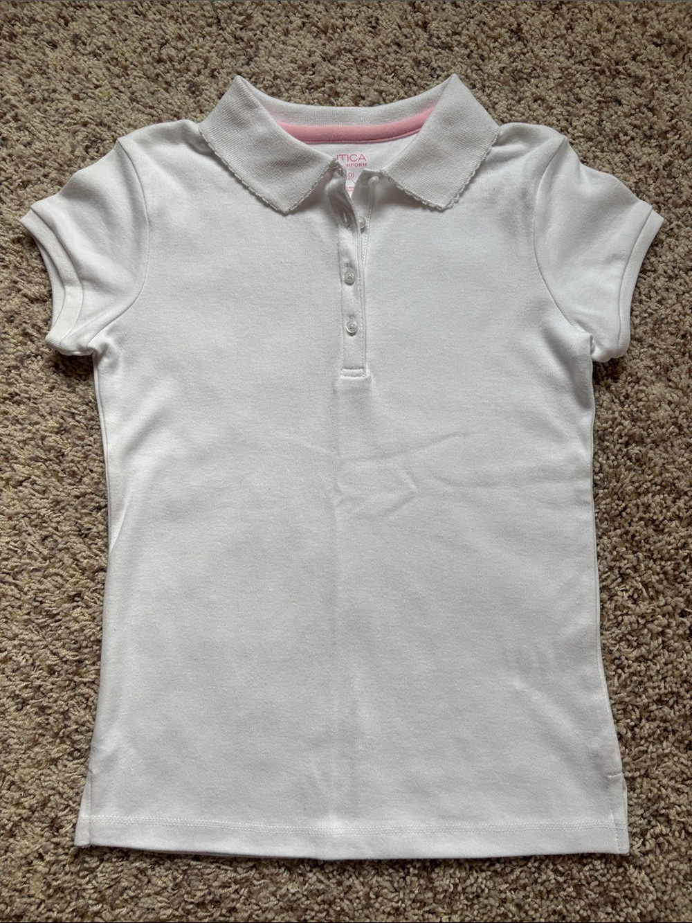 Nautica Girls White Collar Polo